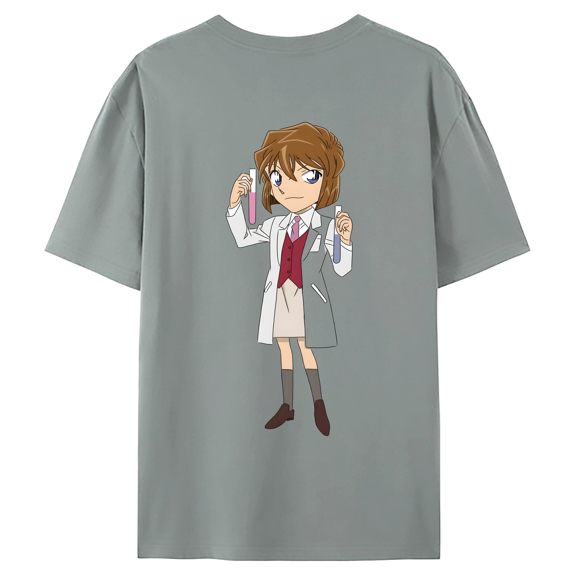 （画像用） 名探偵コナン 灰原 哀 はいばら あい Detective Conan Anita Hailey、Vi Graythorn Haibara Ai 綿100％ メンズ半袖Tシャツ（バックプリント） 通気性